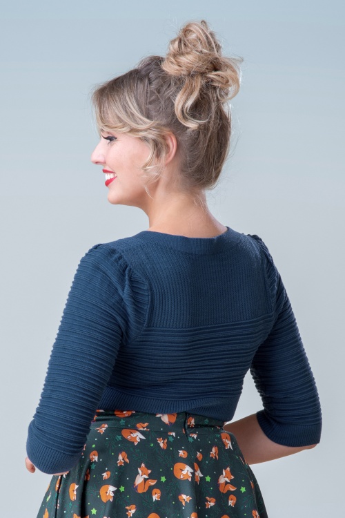 Topvintage Boutique Collection - Exclusivité Topvintage  ~ Haut en maille Jannett en bleu sarcelle 3