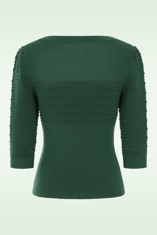 Topvintage Boutique Collection - Exclusivité Topvintage ~ Haut en maille Jannett en vert foncé 4