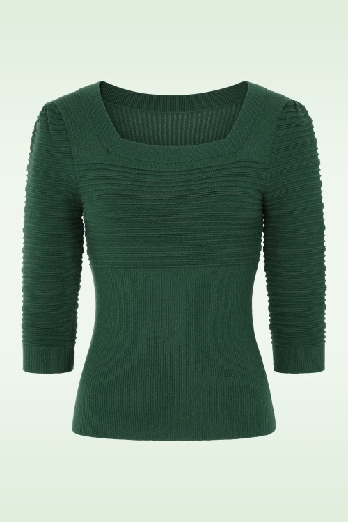 Topvintage Boutique Collection - Exclusivité Topvintage ~ Haut en maille Jannett en vert foncé 2