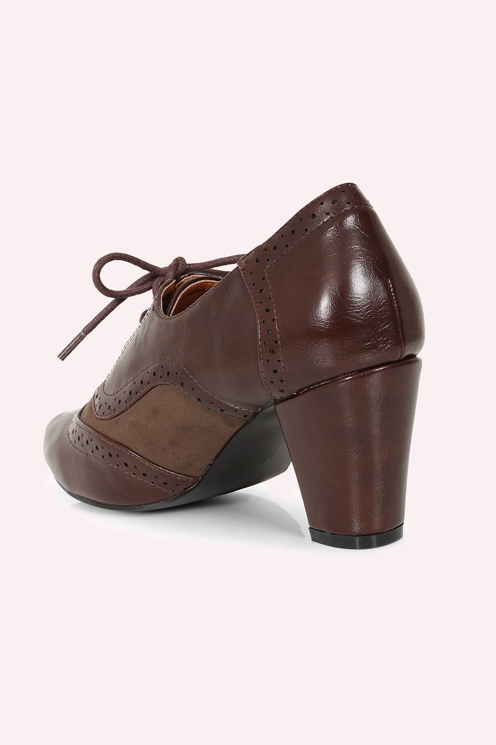 Banned Retro - Escarpins-bottines broguées Savile en marron 4