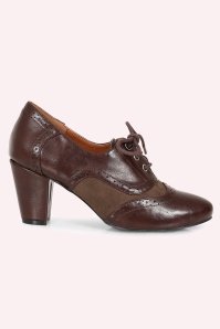 Banned Retro - Escarpins-bottines broguées Savile en marron