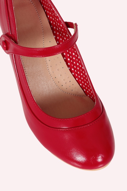 Banned Retro - Escarpins babies Piccadilly Mary Jane en rouge 3