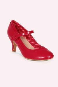Banned Retro - Escarpins babies Piccadilly Mary Jane en rouge 2
