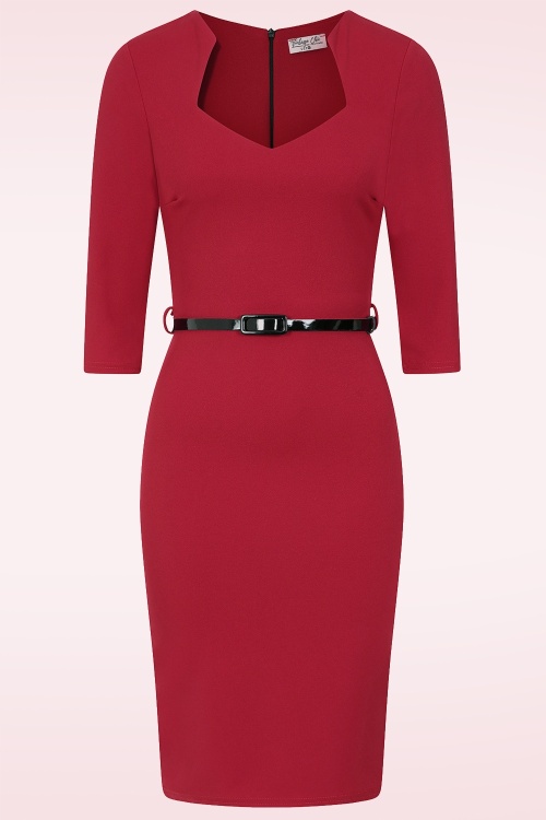 Vintage Chic for Topvintage - Topvintage exclusive ~ Xenia pencil jurk in rood