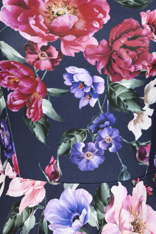 Vintage Chic for Topvintage - Topvintage exclusive ~ Tess Floral swing jurk in blauw 3