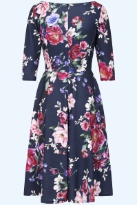 Vintage Chic for Topvintage - Topvintage exclusive ~ Tess Floral swing jurk in blauw 2