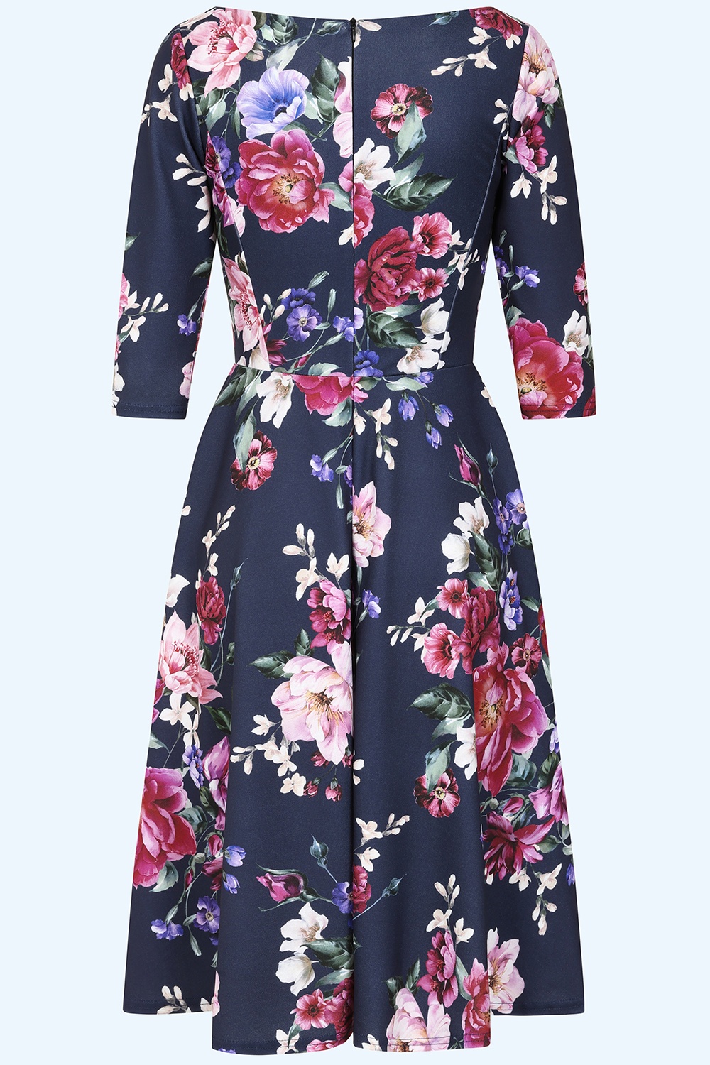 Vintage Chic for Topvintage - Topvintage exclusive ~ Tess Floral swing jurk in blauw 2