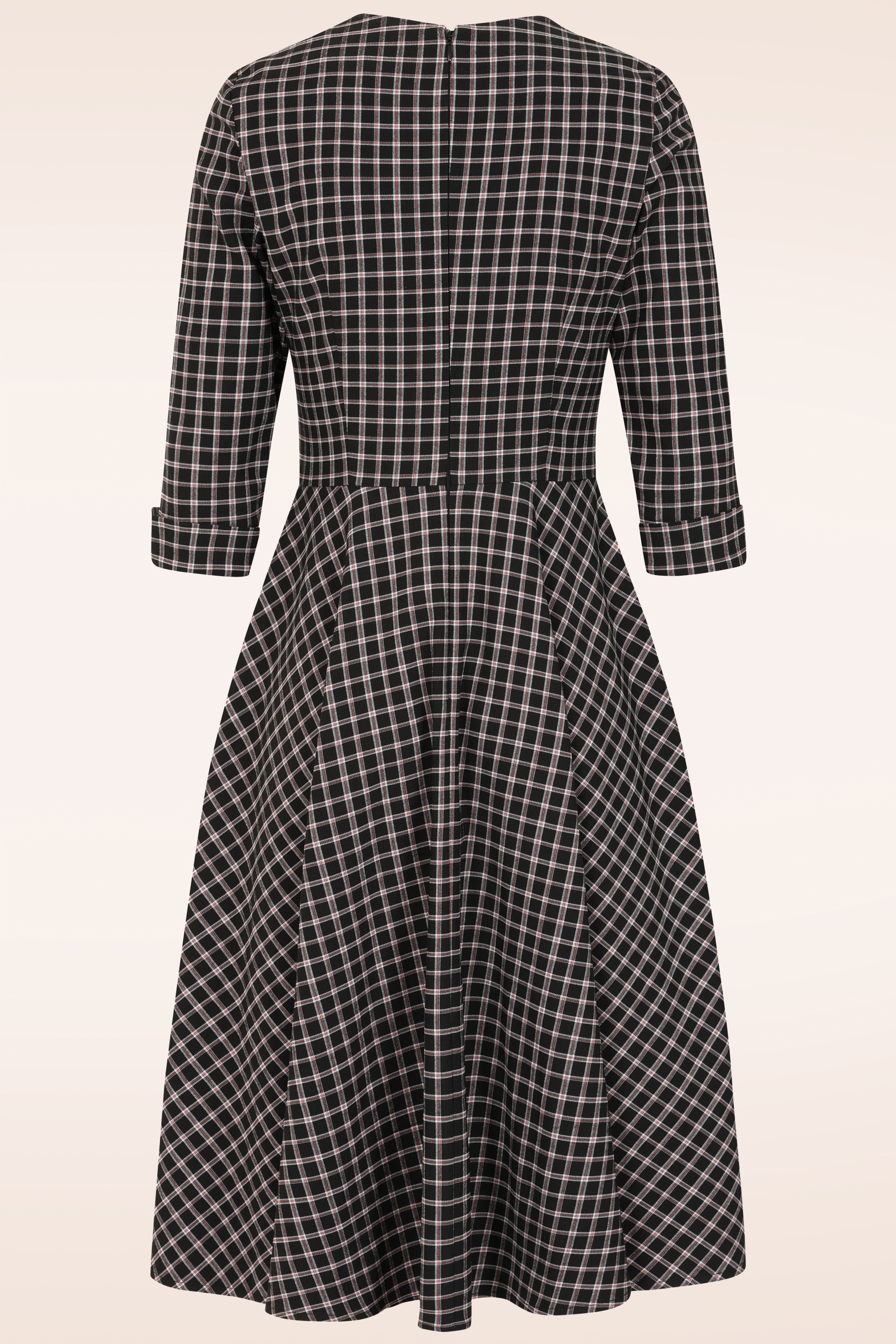 Topvintage Boutique Collection - Topvintage exclusive ~ Marlin Check Swing Dress in Black and Red 5