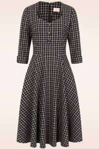 Topvintage Boutique Collection - Topvintage exclusive ~ Marlin Check Swing Dress in Black and Red 3