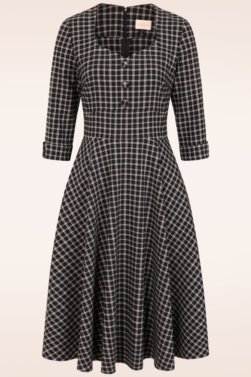 Topvintage Boutique Collection - Topvintage exclusive ~ Marlin Check Swing Dress in Black and Red 3