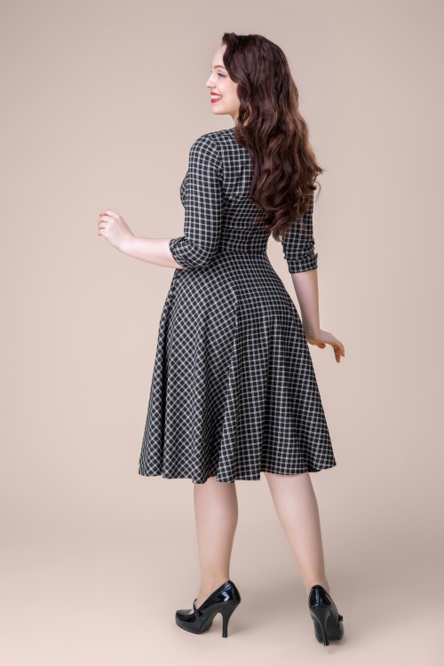 Topvintage Boutique Collection - Topvintage exclusive ~ Marlin Check Swing Dress in Black and Red 4