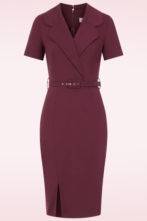 Topvintage Boutique Collection - Topvintage exclusive ~ Alexis Pencil Dress in Burgundy 2