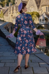 Miss Candyfloss - Adeliza Lee Floral swing jurk in marineblauw 4