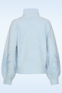 Smashed Lemon - Pull brodé Soft Petal en maille bleu clair 3