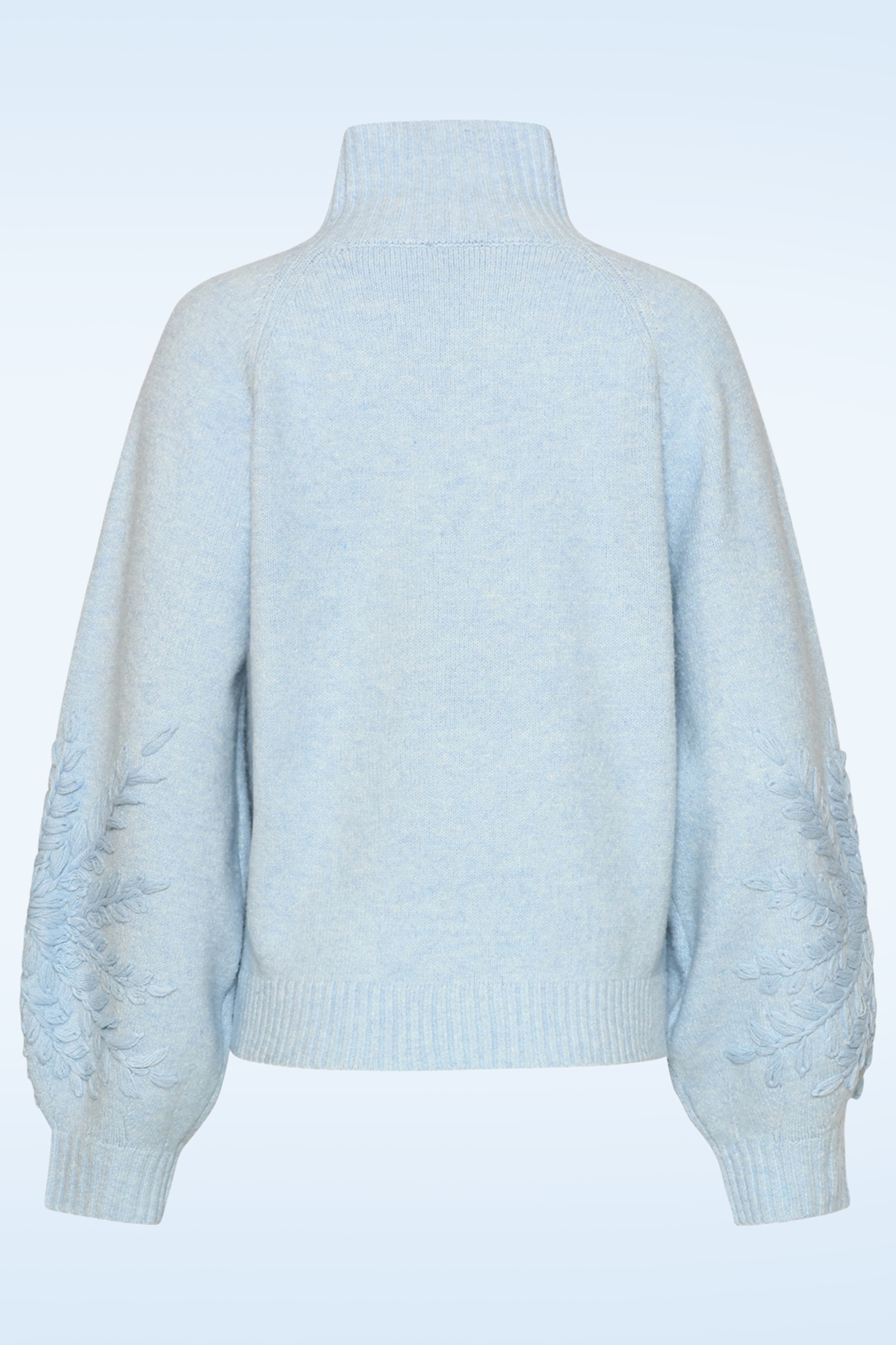 Smashed Lemon - Pull brodé Soft Petal en maille bleu clair 3