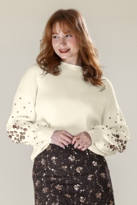 Smashed Lemon - Pull en maille Pearl Blossom en blanc cassé