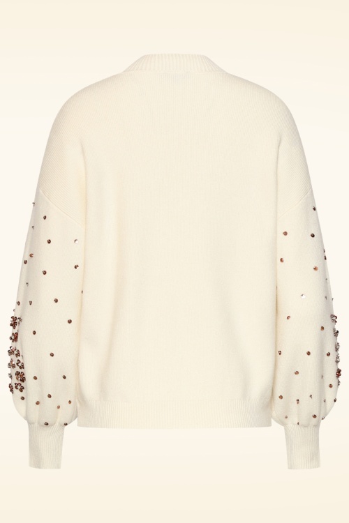Smashed Lemon - Pull en maille Pearl Blossom en blanc cassé 4