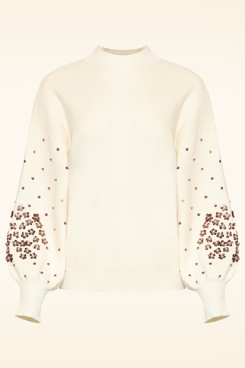 Smashed Lemon - Pull en maille Pearl Blossom en blanc cassé 2