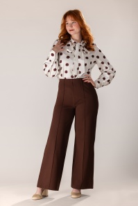 Smashed Lemon - Pantalon habillé Tess en marron foncé