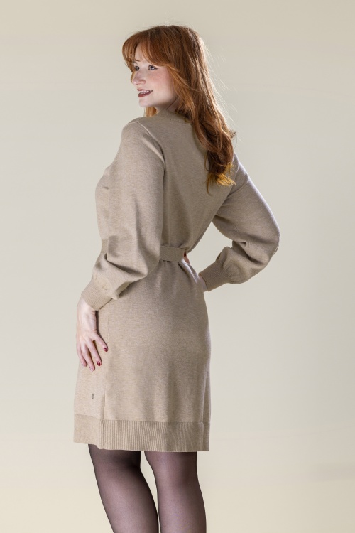 Smashed Lemon - Hazel Harmony Strickkleid in Taupe 2