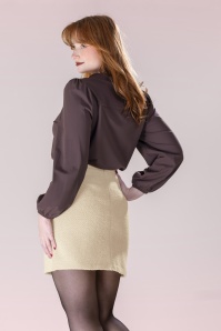 Smashed Lemon - Jupe trapèze Sammy Shimmer en sable clair 4