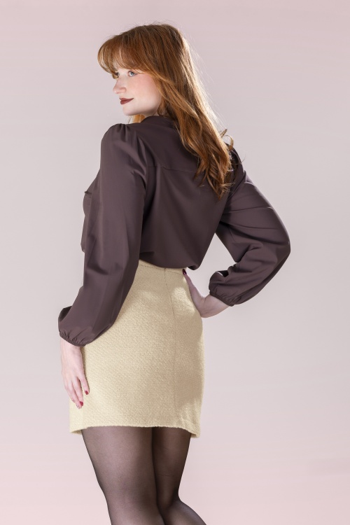 Smashed Lemon - Jupe trapèze Sammy Shimmer en sable clair 4