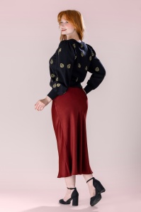 Smashed Lemon - Jupe midi Ruby en satin bordeaux 3