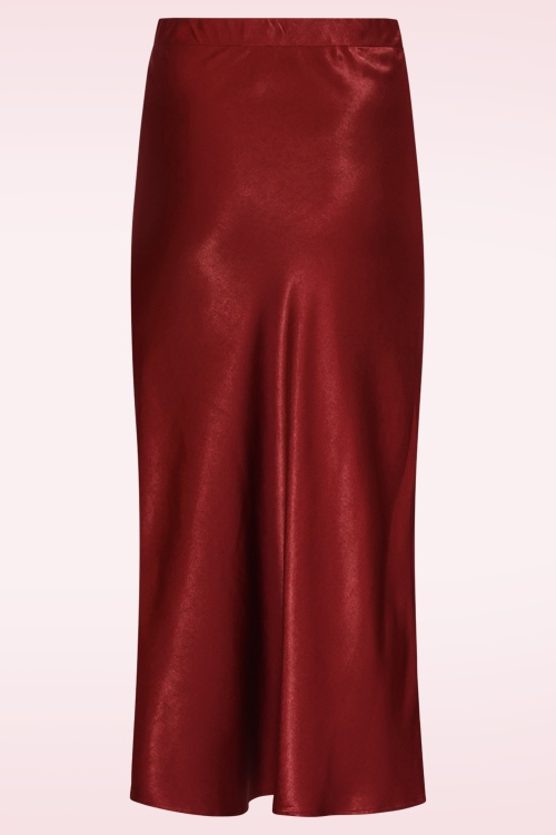 Smashed Lemon - Jupe midi Ruby en satin bordeaux 4