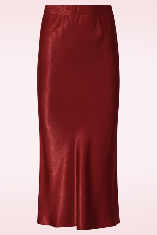 Smashed Lemon - Ruby Satin Midi Skirt in Burgundy 2