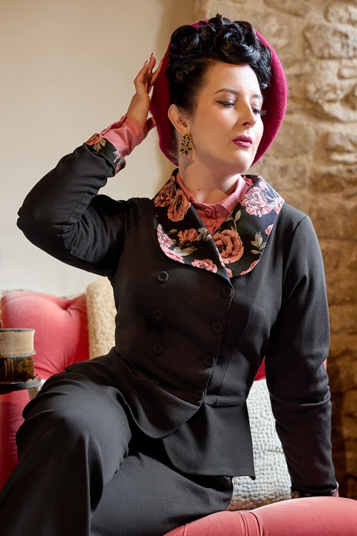 Miss Candyfloss - Hermia Lou Roses Blazer in Black