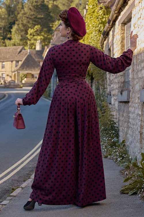 Miss Candyfloss - Galina Bo Polkadot Jumpsuit in Wine and Black 3