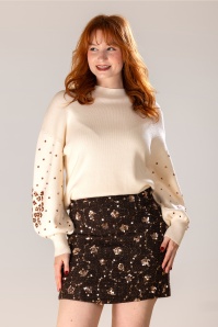 Smashed Lemon - Isabelle Sequin a-lijn rok in bruin 2