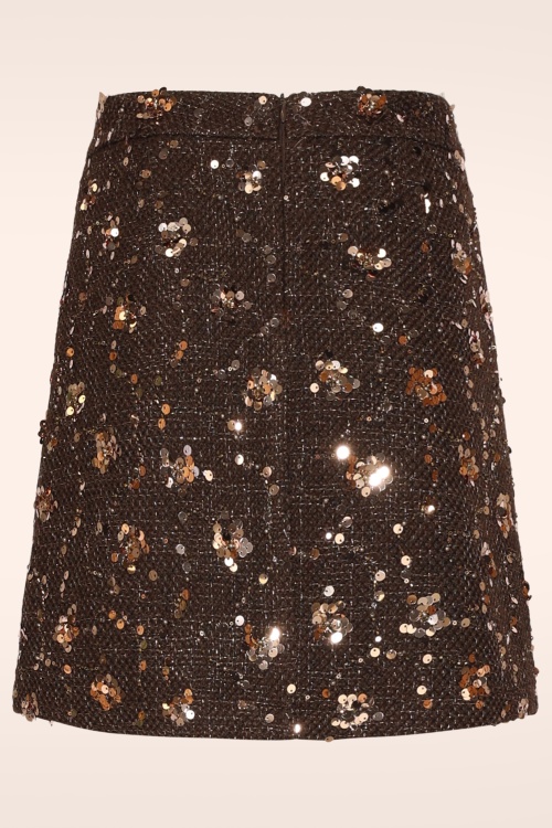 Smashed Lemon - Isabelle Sequin a-lijn rok in bruin 3