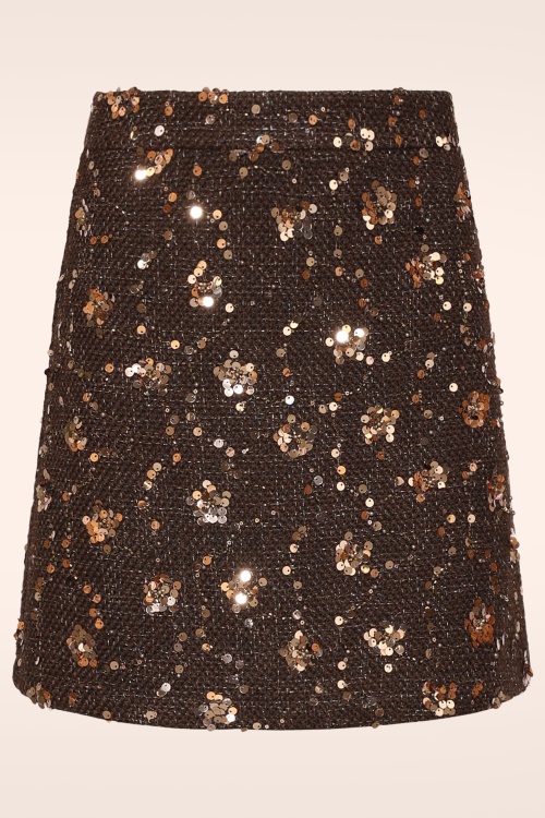 Smashed Lemon - Isabelle Sequin a-lijn rok in bruin
