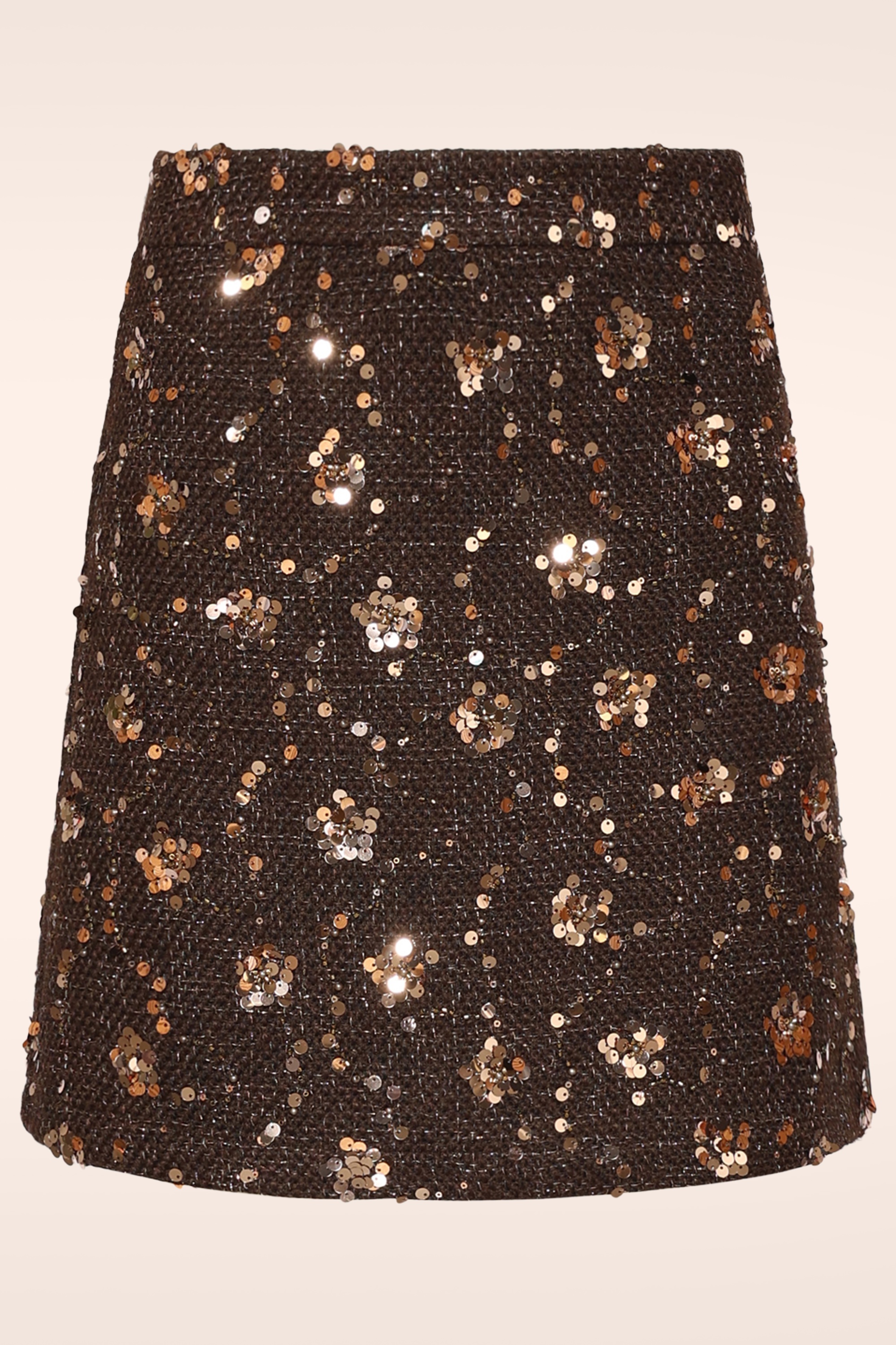 Smashed Lemon - Isabelle Sequin a-lijn rok in bruin