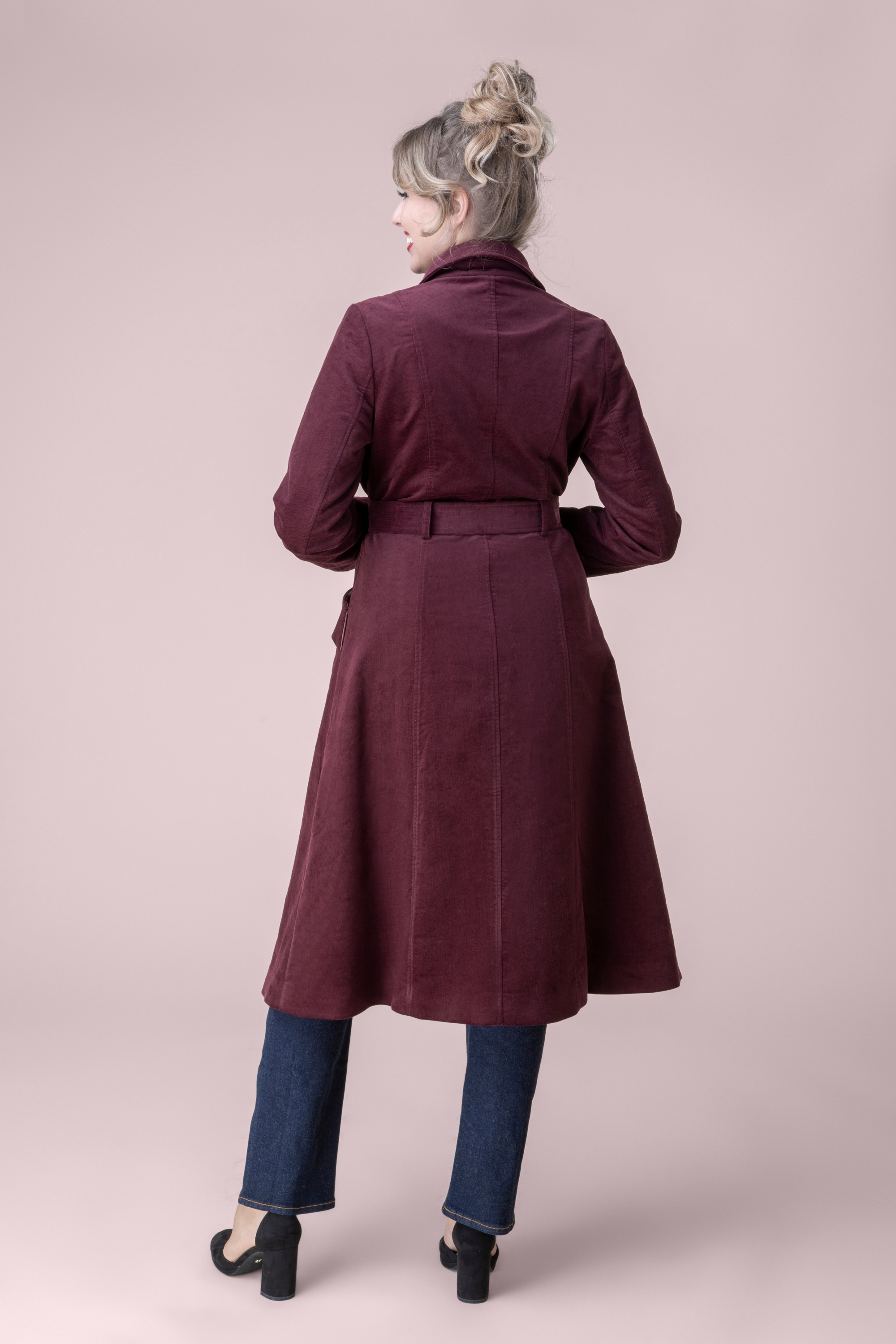 Topvintage Boutique Collection - Topvintage exclusive ~ Rinna Corduroy Coat in Bordeaux 3