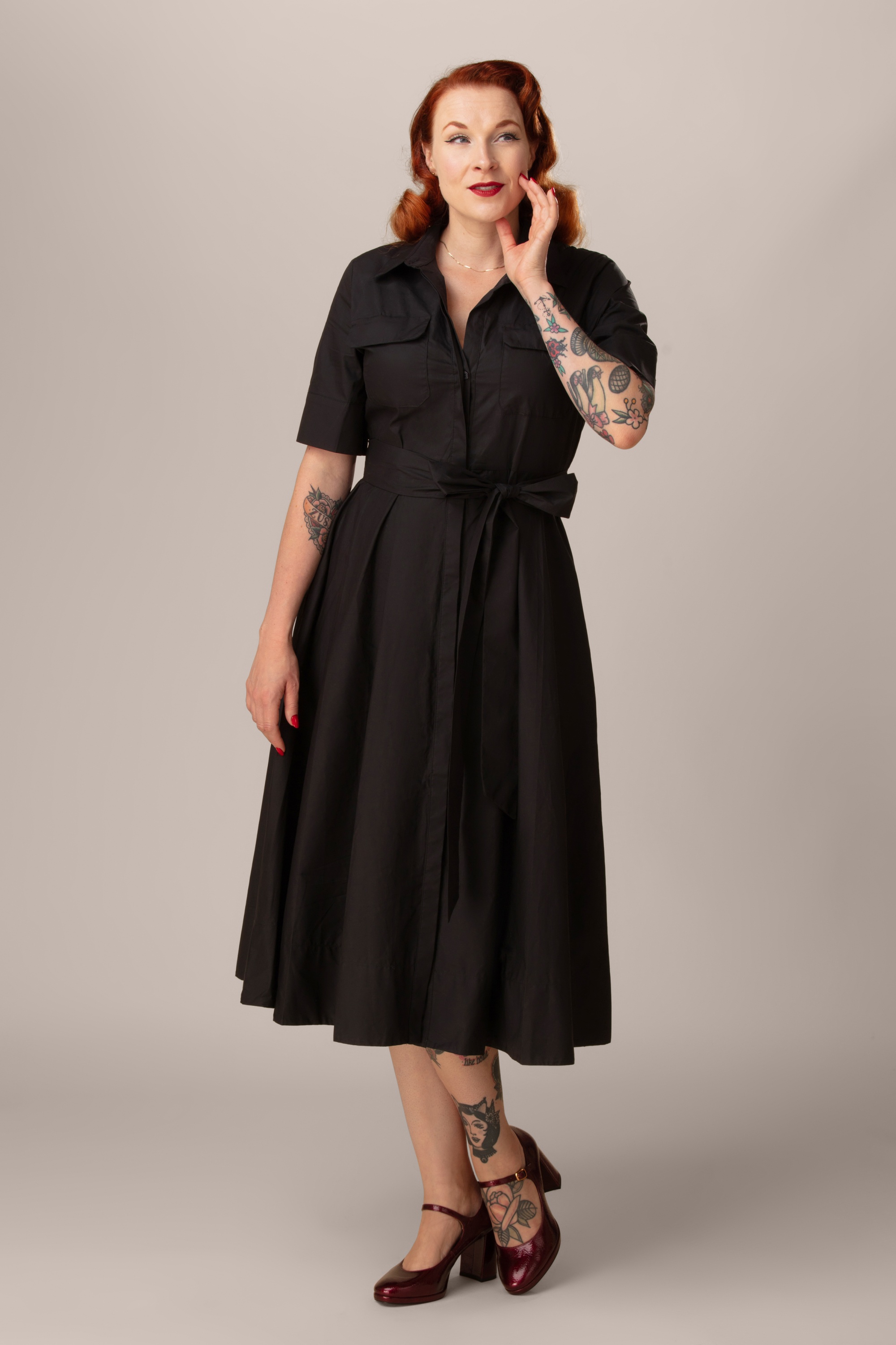 Glamorous - Maye midi jurk in zwart