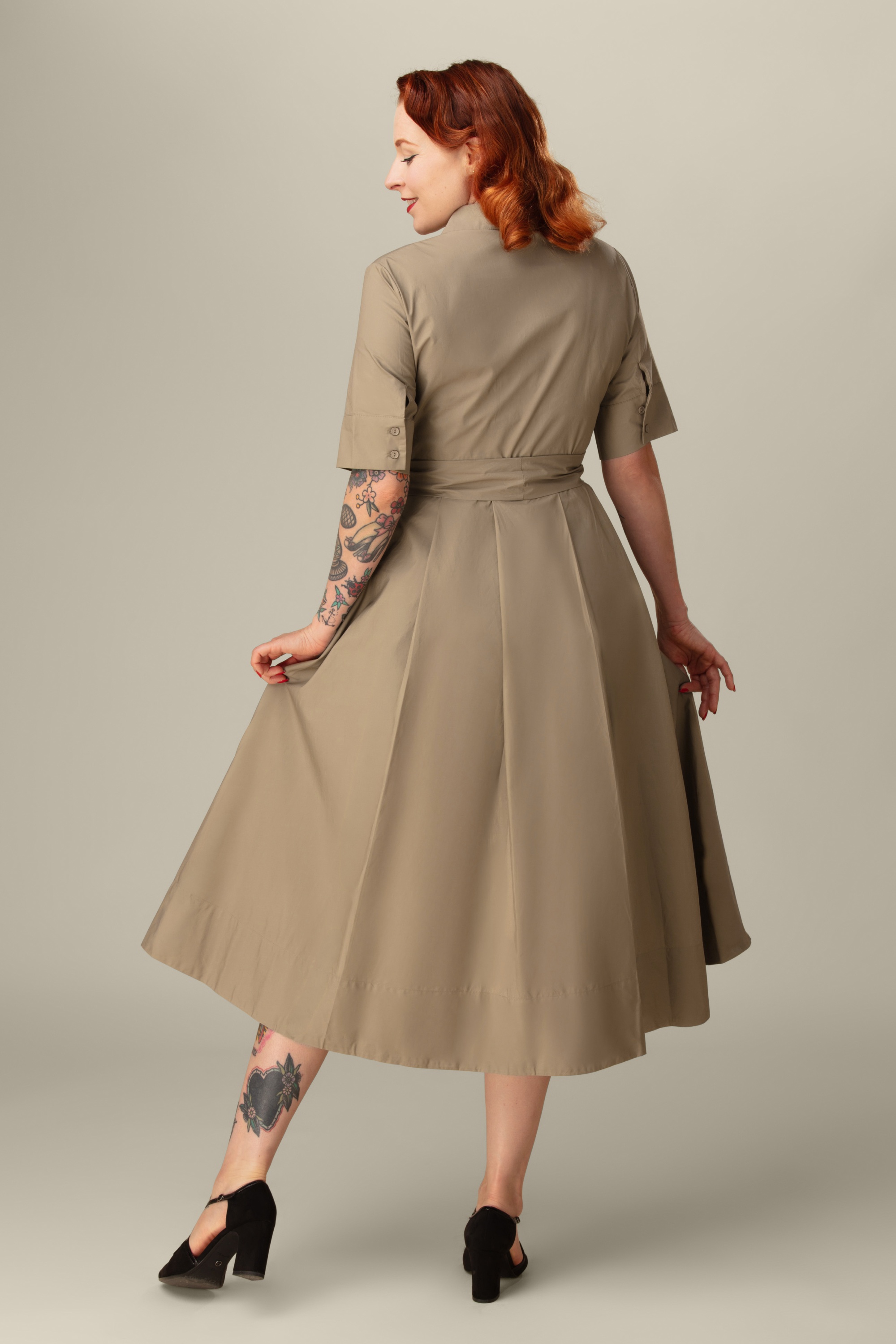 Glamorous - Maye midi jurk in kaki 3