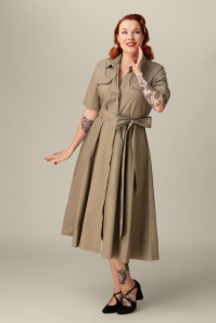 Glamorous - Maye midi jurk in kaki