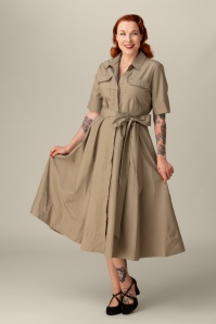 Glamorous - Maye midi jurk in kaki 2