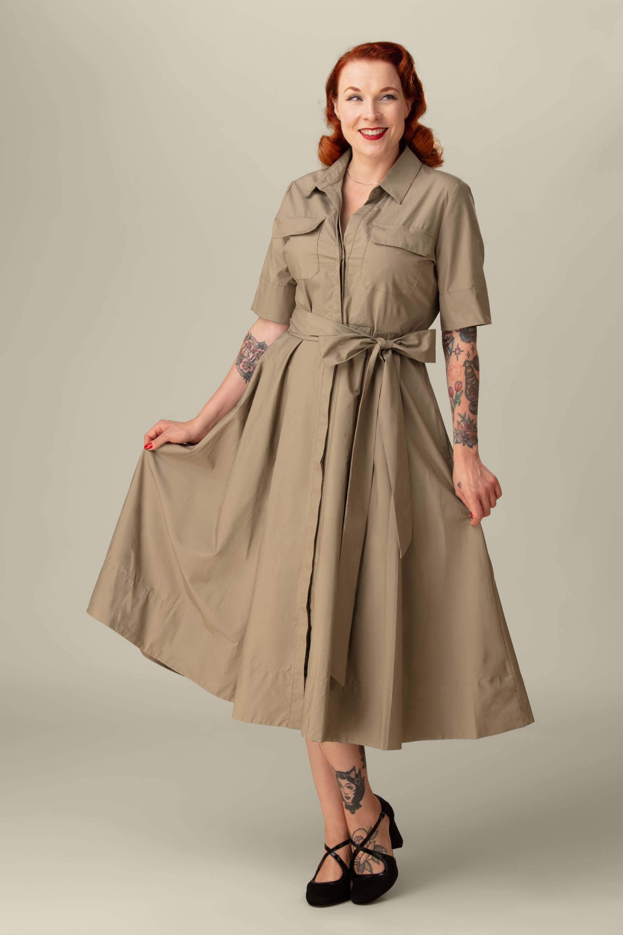 Glamorous - Maye midi jurk in kaki 2
