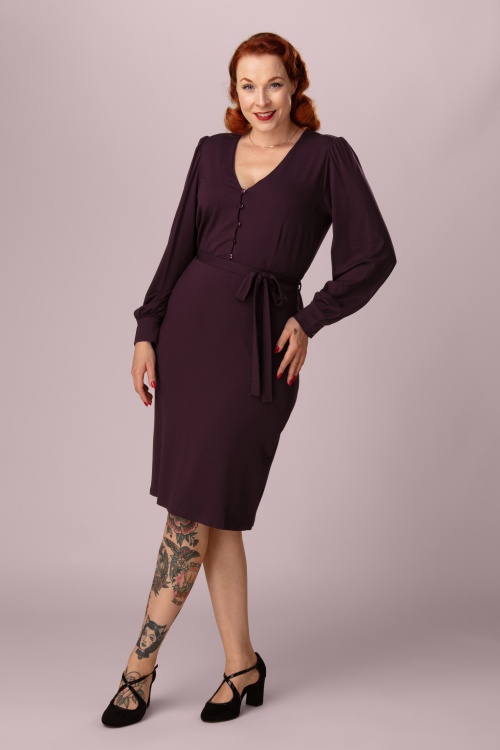 Very Cherry - Celia Tricot Deluxe jurk in druifpaars