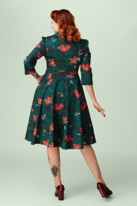 Hearts & Roses - Topvintage exclusive ~ Vera Floral swing jurk in groen 2
