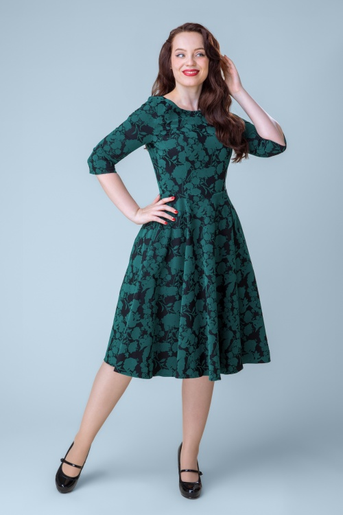 Topvintage Boutique Collection - Topvintage exclusive ~ Adriana zodiac signs swing jurk in marineblauw