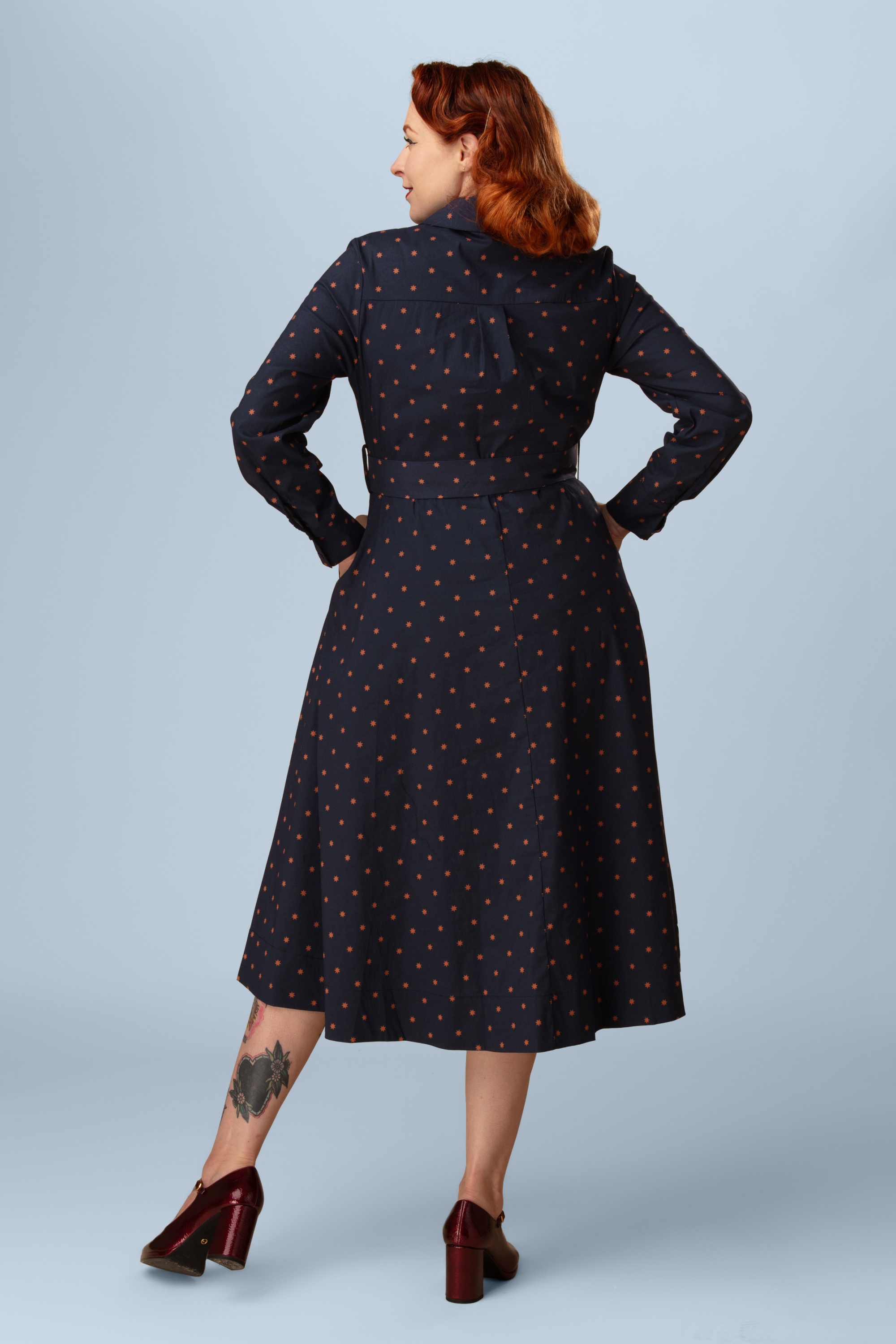 Minueto - Robe midi Shine Stars en bleu marine 3