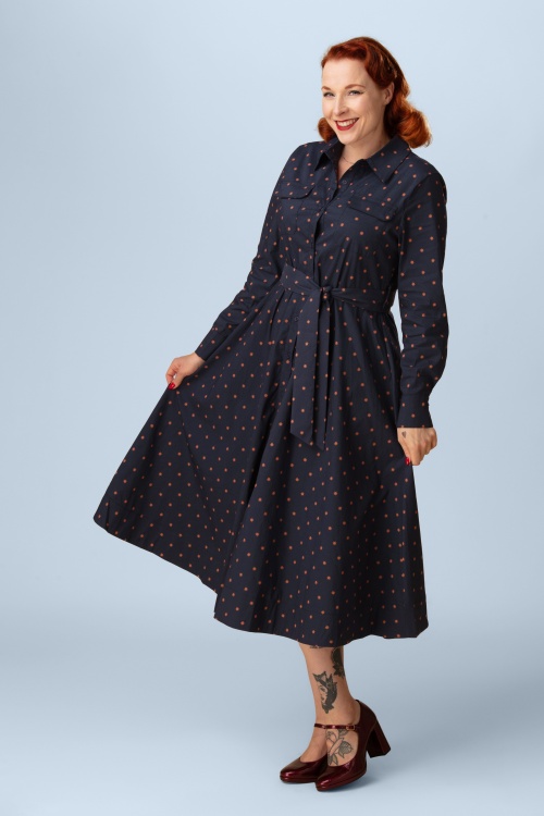 Minueto - Robe midi Shine Stars en bleu marine 2