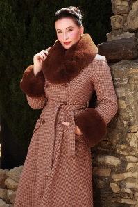 Topvintage Boutique Collection - Topvintage exclusive ~ Grace Houndstooth A-Line Coat in Rust 2