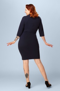 Vintage Chic for Topvintage - Exklusiv bei Topvintage ~ Cathy Bleistiftkleid in Dunkelblau 3