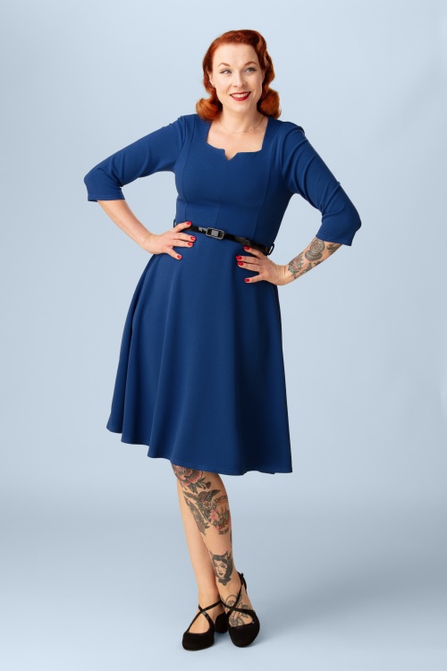 Vintage Chic for Topvintage - Exklusiv bei Topvintage ~ Reba Swingkleid in Königsblau