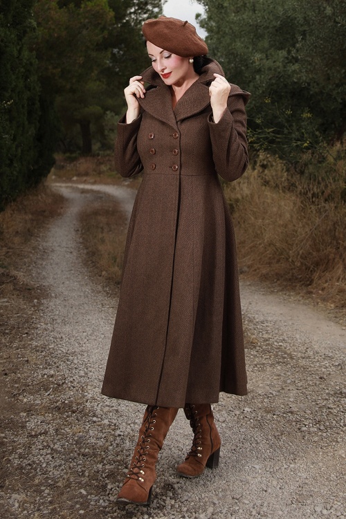 Topvintage Boutique Collection - Topvintage exclusive ~ Athena Hooded Coat in Brown